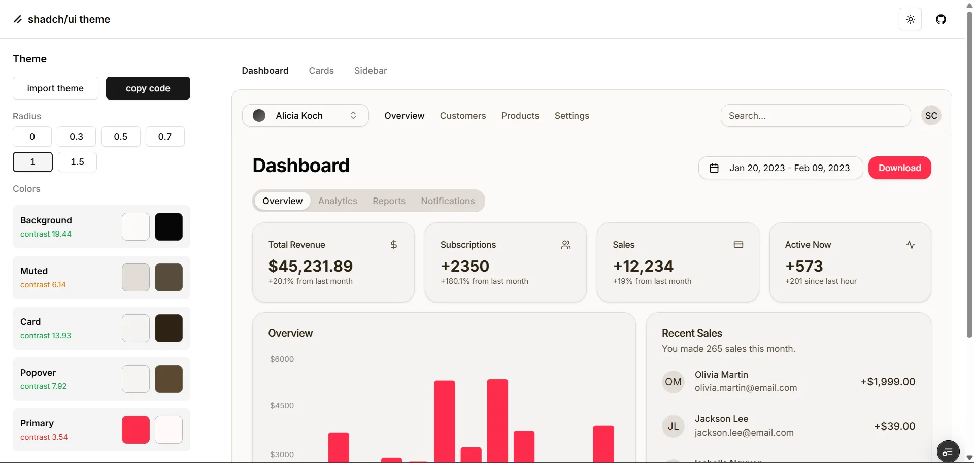 shadcn ui theme generator